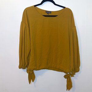 Luxology 3/4 puff sleeve blouse in Mustard, XL